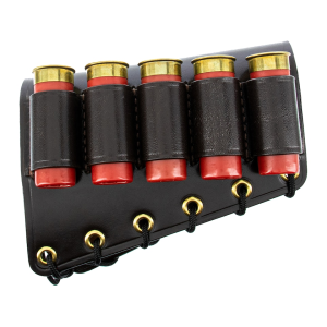 Galco Butt Cuff Buttstock Shell Holder 12 Gauge 5-Round Right Hand Leather Dark Havana - Galco