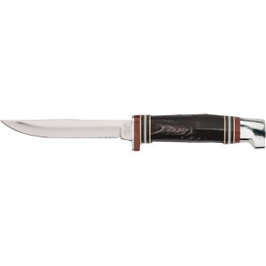 Case Mini FINN Fixed Blade Knife 3.13" Clip Point Tru-Sharp Mirror Polished Blade Jigged Buffalo Horn Handle Black - Case