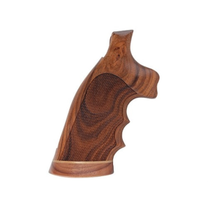 Hogue Fancy Hardwood Grips with Accent Stripe, Finger Grooves and Contrasting Butt Cap for S&W K, L-Frame Square Butt Checkered Pau Ferro - Hogue