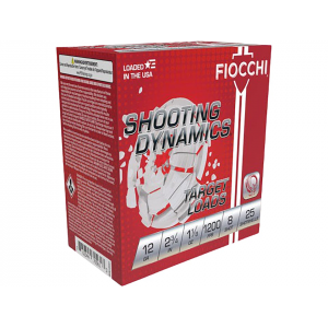 Fiocchi Shooting Dynamics 12 Gauge Ammo 2-3/4" #8 Lead Shot 1-1/8 oz Case of 250 (10 Boxes of 25) - Fiocchi