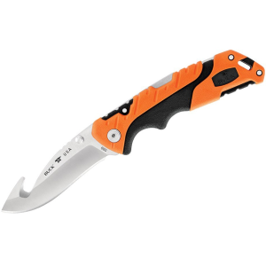 Buck Knives Pursuit Pro 660 Pocket Knife 3.5" Drop Point with Gut Hook CPM S35VN Satin Blade Glass Reinforced Nylon (GRN) Handle Black/Orange - Buck Knives