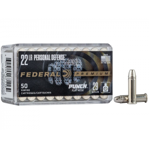 eral Premium Personal Defense Punch 22LR 29 Grain Plated Flat Nose Box Of 500 (10 Boxes Of 50) Ammo