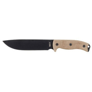 Ontario Mil-Spec RAT-7 Fixed Blade Knife 6.5" Drop Point 1095 Black Carbon Steel Blade Micarta Handle Green - Ontario