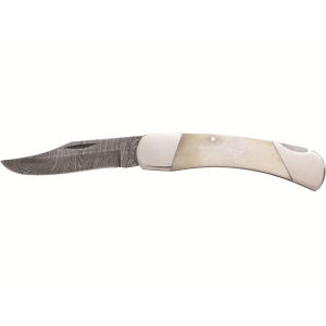 Bear & Son WSB05D Pocket Knife 2.75" Clip Point Damascus Blade Bone Handle White - Bear & Son