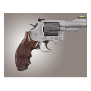 Hogue Fancy Hardwood Grips with Finger Grooves for S&W K, L-Frame Round Butt Checkered Rosewood - Hogue