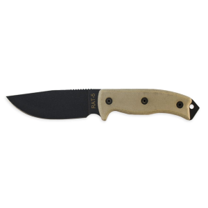 Ontario RAT 5 Fixed Blade Knife 5" Drop Point 1075 Carbon Steel Blade Micarta Handle Brown - Ontario
