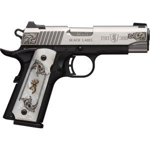 Browning 1911-380 Black Label Medallion 380 ACP Pistol 4.25" Barrel 8+1 Round Stainless Slide White Pearl Grip Black Frame