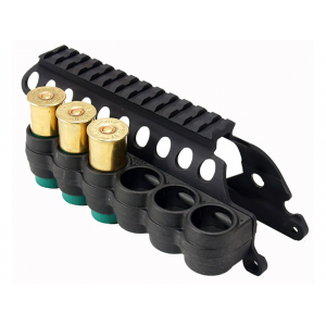 Mesa Tactical Sureshell Saddle Mount Shotgun Ammo Carrier with 5" Picatinny Optic Rail 12 Gauge Remington 870 6-Round Polymer Black - Mesa Tactical