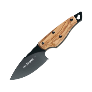 Fox Knives Eurpoean Hunter Fixed Blade Knife 3.35" Drop Point N690 Black Blade Olive Wood Handle Wood - Fox Knives