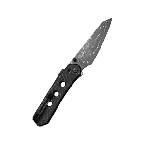 CIVIVI Vision FG Pocket Knife 3.54" Reverse Tanto Damascus Blade Canvas Micarta Handle Black - Civivi