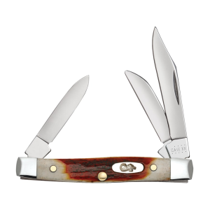 Case Small Stockman Pocket Knife 2" Clip, Sheepfoot, and Pen Tru-Sharp Mirror Polished Blade Stag Handle Red - Case