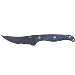 CRKT Clever Girl Fixed Blade Knife 4.6" Partially Serrated Trailing Point SK-5 Black Powder Coated Blade G-10 Handle Blue - Crkt