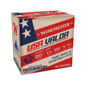 chester USA Valor Target Ammunition 20 Gauge 2-3/4 7/8 Oz #7-1/2 Shot Case Of 250 (10 Boxes Of 25) Ammo