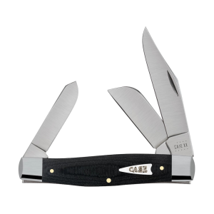 Case Large Stockman Pocket Knife 3.3" Clip, Sheepfoot and Spey Tru-Sharp Satin Blade Micarta Handle Black - Case