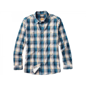 ORVIS Men's River Guide Plaid Long Sleeve Shirt Blue Lagoon Medium