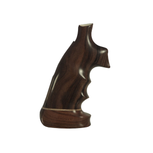Hogue Fancy Hardwood Conversion Grips with Accent Stripe, Finger Grooves and Contrasting Butt Cap for S&W K, L-Frame Round to Square Butt Oversize Pau Ferro - Hogue