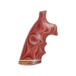 Hogue Fancy Hardwood Conversion Grips with Accent Stripe, Finger Grooves and Contrasting Butt Cap for S&W K, L-Frame Round to Square Butt Rosewood Laminate - Hogue