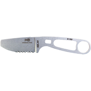 ESEE Knives Imlay Fixed Blade Knife 2.32" Partially Serrated Blunt Tip 440C Stonewashed Blade 440C Handle Stainless Orange Sheath - Esee Knives
