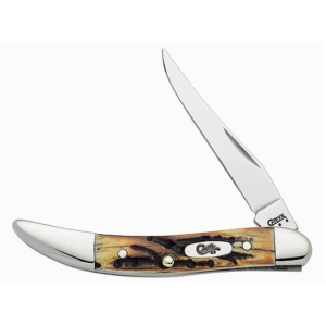 Case Small Texas Toothpick Pocket Knife 2.25" Clip Point Stainless Steel Blade Brown Stag Handle - Case
