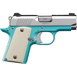 Kimber Micro 9 Bel Air 9mm Luger Pistol 3.15" Barrel 6+1 Round Polished Slide Ivory Grip Light Blue Frame