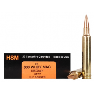 HSM Trophy Gold 300 Weatherby Magnum Ammo 185 Grain Berger Hunting Vld (very Low Drag) Jacketed Hollow Point Box Of 20