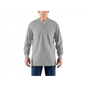 CARHARTT Men's FR Force Loose Fit Midweight Long Sleeve Henley Shirt Light Gray Large Tall