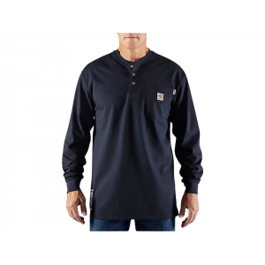 CARHARTT Men's FR Force Loose Fit Midweight Long Sleeve Henley Shirt Dark Navy 3XL