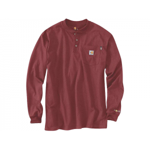 CARHARTT Men's FR Force Loose Fit Midweight Long Sleeve Henley Shirt Dark Barn Red Large Tall