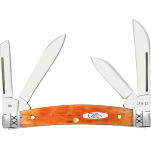 Case Small Congress Pocket Knife 1.86" Spear, Sheepsfoot, Pen and Coping Tru-Sharp Mirror Polished Blade Jigged Bone Handle Cayenne - Case