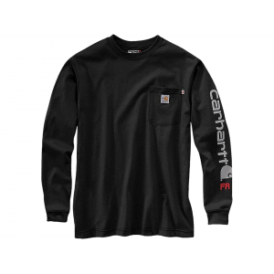 CARHARTT Men's FR Force Relaxed Fit Lightweight Logo Graphic Long Sleeve Crew Neck T Shirt Black 3XL