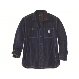 CARHARTT Men's Relaxed Fit Denim Fleece Lined Snap Front Shirt Jacket Glacier Large Tall