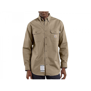 CARHARTT Men's FR Loose Fit Midweight Twill Long Sleeve Shirt Khaki 3XL