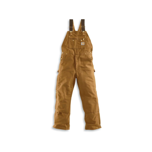 CARHARTT Men's Loose Fit Firm Duck Zip to Thigh Bibs  Brown 38