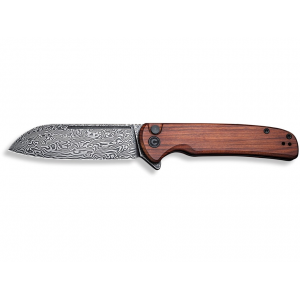 CIVIVI Chevalier Pocket Knife 3.46" Sheepsfoot Damascus Black Blade Cuibourtia Wood Handle Black - Civivi