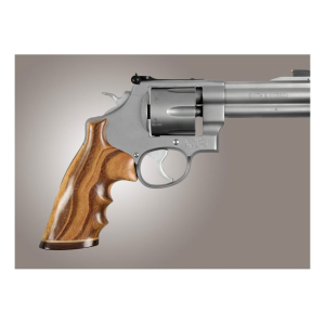Hogue Fancy Hardwood Conversion Grips with Accent Stripe, Finger Grooves and Contrasting Butt Cap for S&W N-Frame Round to Square Butt Goncalo Alves - Hogue