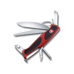 Victorinox Swiss Army Ranger Grip Pocket Knife Drop Point Stainless Steel Satin Blade Polymer Handle Black/Red - Victorinox Swiss Army