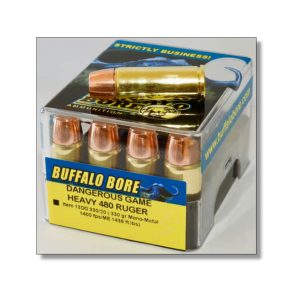 BUFFALO Bore Dangerous Game 480 Ruger Ammo 330 Grain Lehigh Match Solid Flat Nose Lead Free Box Of 20
