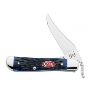 Case RussLock Pocket Knife 2.7" Clip Point Stainless Steel Blade Navy Blue Bone Handle - Case