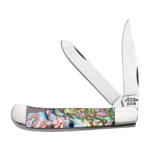 Bear & Son AB54 1/2 Folding Knife 2.25" Clip Point Carbon Satin Blade Abalone Handle Abalone Swirl - Bear & Son