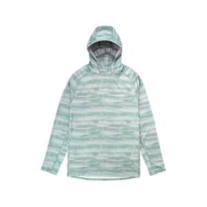 AFTCO Men's Adapt Sunmask Hoodie Jade Shoreline Camo Large