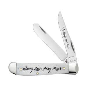 Case Mini Trapper Philippians Pocket Knife 2.8" Clip/Spey Tru-Sharp Mirror Polished Blade Bone Handle Natural - Case