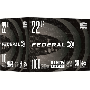 Federal Black Pack 22LR Ammo 36 Grain Lead Hollow Point Box of 1100 - Federal Premium
