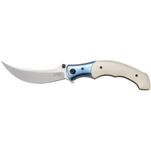 CRKT Ritual Assisted Opening Pocket Knife 4.37" Trailing Point 12C27 Sandvik Satin Blade Micarta Handle White