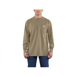 CARHARTT Men's FR Force Loose Fit Midweight Long Sleeve Crew Neck T Shirt Khaki 2XL Tall