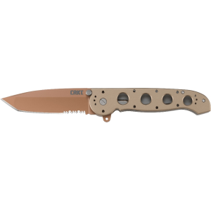 CRKT M16-14D Pocket Knife 3.99" Partially Serrated Tanto Point AUS-8 Satin Blade Aluminum Handle Desert Tan - Crkt