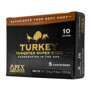 Apex Ammunition Turkey TSS 10 Gauge Ammo 3-1/2" #9 Tungsten Shot 2-1/2 oz Box of 5