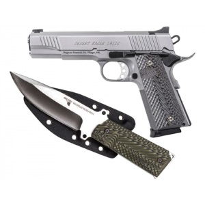 Magnum Research Desert Eagle 1911 Government 45 ACP Pistol 5.01" Barrel 8+1 Round Stainless Steel Slide Black/Gray Grip Stainless Steel Frame Knife Combo - Magnum Research