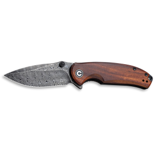 CIVIVI Pintail Pocket Knife 2.98" Drop Point Damascus Black Blade Cuibourtia Wood Handle Red - Civivi