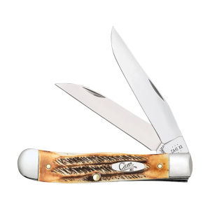 Case Trapper Pocket Knife 3.24" Clip Point and Wharncliffe Tru-Sharp Mirror Polished Blade 6.5 BoneStag Handle Brown - Case