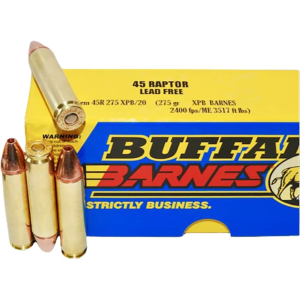 Buffalo Bore 45 Raptor Ammo 275 Grain Barnes XPB Solid Hollow Point Lead Free Box of 20